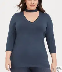 Torrid deep teal choker V neck sweater‎ 5X