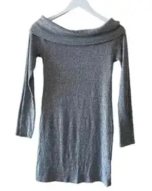 Heart & Hips Bardot neckline oversized lagenlook womens gray sweater SZ M