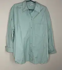 Vince Oversized Long Sleeve cotton Shirt Women med Relaxed Button up mint green
