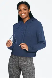 PINK Victoria’s Secret Knit Ribbed Hooded Sweater Blue Women’s Size Large