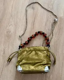 BAUERNY Velvet Beaded Top Handle Silver Chain Purse Handbag Shoulder Bag NWT