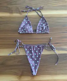 Brown Polka Dot Bikini Set