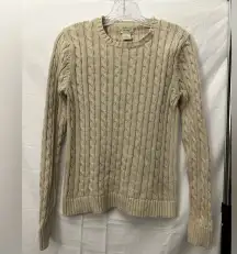 L.L. Bean Cable Knit Crewneck Pullover Tan Size Small