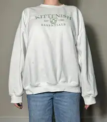 Kittenish Essentials White Crewneck Sweatshirt Size Large