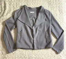 Y2K Calvin Klein Moto Style Cropped Open Textured Grey Jacket S Small