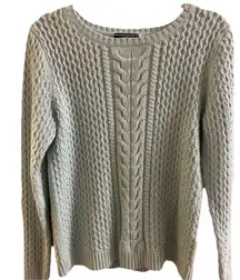 Lands' End Womens Drifter Light Blue Cable Knit Crewneck Pullover Sweater Size M