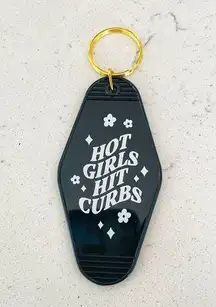 Hot Girls Hit Curbs Black White Motel Fob Keychain NWT