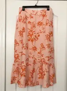 NWT Glamorous womens floral bird maxi skirt pink/orange 8