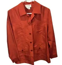 Silk Club Silk Shirt Jacket Button Front Pockets‎ Petite Size Small