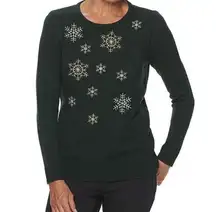 5/$25 Croft & Barrow Women’s “Ugly Christmas Sweater” Green Snowflake Sweater