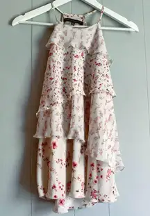 WHBM Tiered Ruffle Floral Halter Neck Blouse S