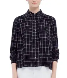 LA VIE REBECCA TAYLOR | Windowpane Plaid Top Black White Check | Size Small