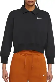 Nike Phoenix Fleece Three-Quarter Sleeve Crop Polo Sweatshirt size XXL