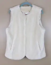 Kristen Blake Cream Ivory Faux Fur Vest Medium Winter White Fairy Grunge Angel