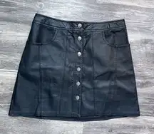 Express Women's Faux Leather Skirt Size 2 Black Front Button Closure Pockets