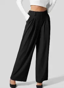 High Waisted NWT BLACK Plicated Side Pocket Wide Leg Work Pants- SIZE XL