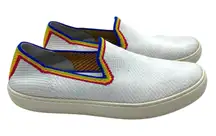 Rothy's White Rainbow Slip On Shoes Colorful Preppy Casual Women's size 10
