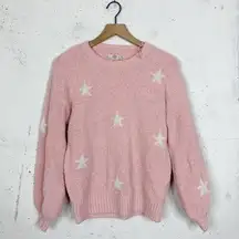 Ugg Paden Pink Star Cozy Sherpa Pullover Sweater Size Small