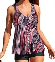 NWT -Tempt Me Women Two Piece Tankini Swimsuit Swim Top with Boy short shorts XL