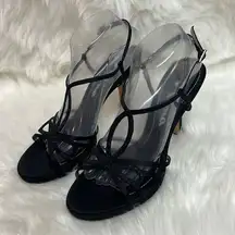 Nina Black Satin Embellished Luster Heels Size 10m | Color: Black B-24