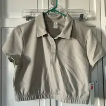 NWT Yogalicios Jane Waffle Crop Polo - SIze L