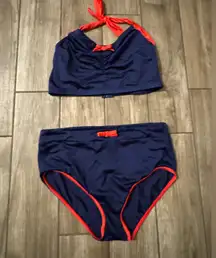 ASOS Curve Navy and Red Halter high waisted Bikini Set size 20 plus
