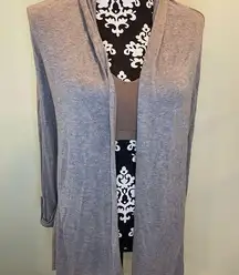 New Magaschoni gray Cardigan Sweater Long Sleev Tunic open Front.