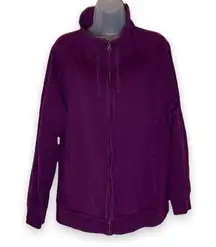 Columbia Womens' Burgundy Zip Front Sweatshirt Jacket Stand Up Collar XXL