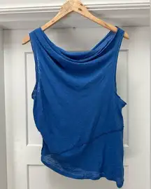 We the Free free people linen blend cobalt blue tank top size large NWT