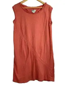 The Territory Ahead Dress Sz M Shift Salmon Pink Sleeveless Lagenlook Cotton