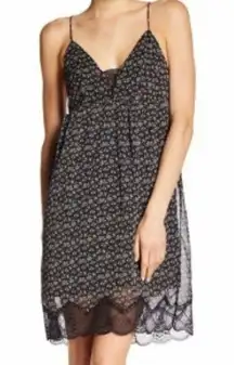 William Rast Canyon Dress medium floral black sleeveless lace hem