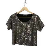 Chloe K sequin short sleeve crop top Medium