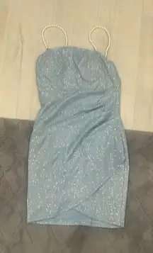 Crystal Doll Dress Blue Silver Homecoming Formal Sequin