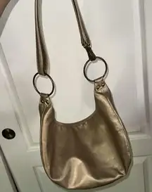 VTG NINE WEST Y2K RETRO ROW VINTAGE GOLD HOBO SADDLE BAG ROW