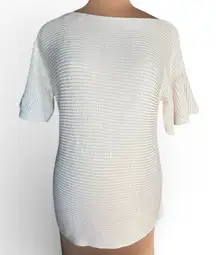 Lauren Ralph Lauren Cream Knit Flutter Sleeve Sample Top Medium Neutral Minimal