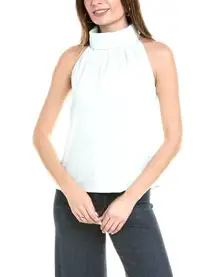 SAIL TO SABLE SLEEVELESS COWL NECK BUTTON BACK preppy white classic boho spring