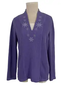 Rebecca Malone Purple Snowflake Christmas Long Sleeve Thermal Top Women's Size L