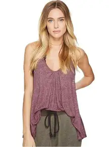 NWOT Free People Intimately Ribbed Knit V Neck Wine Tank Top Size Xsmall