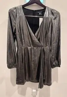 French‎ Connection Drapped Metallic Mini Dress Sz 6