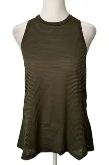Lululemon army green sheer striped tank top