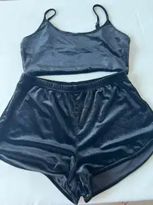 Better Be Lounge Set Women’s Size Medium Black Crop Top Shorts Sleep Set 2 Pc