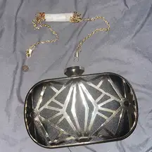 Clutch Small-gold Jewel Metal  lift-clasp closure.