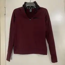 PINK - Victoria's Secret victoria secret PINK maroon fleece line Varsity pullover half zip sweater Small