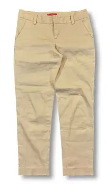 Alice and Olivia Linen Blend Tan Beige Low Rise Cropped Pants