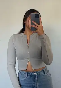 Fashion Nova  Double Zipper Long Sleeve Top