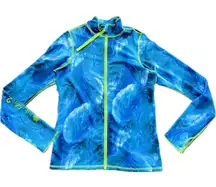 Tutublue Women's Full-Zip Rash Guard Blue Full Coverage XL Blue UPF 50 High Neck