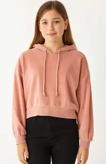 NWOT Flirtitude Juniors Light Pink Velour Zip-Up Hoodie Sweatshirt Size Large