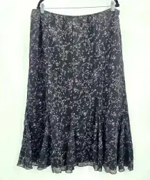 Cato Black Floral Midi Flare Skirt Bottom Plus 18/20W