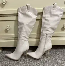 Dollskill White Stiletto‎ Knee High Boot