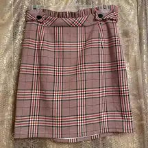 Womens Mini Skirt High Waisted A-line Checkered Red Size Small NWT